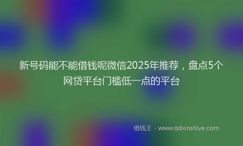 新号码能不能借钱呢微信2025年推荐，盘点5个网贷平台门槛低一点的平台