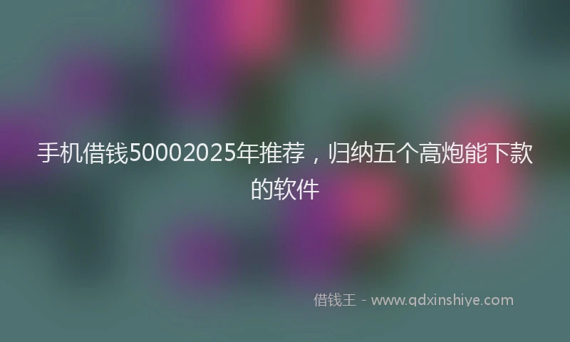 手机借钱50002025年推荐，归纳五个高炮能下款的软件
