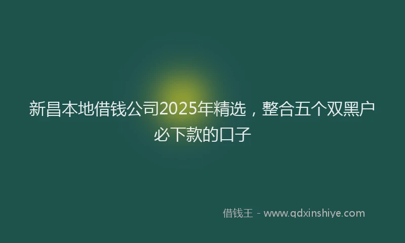新昌本地借钱公司2025年精选，整合五个双黑户必下款的口子