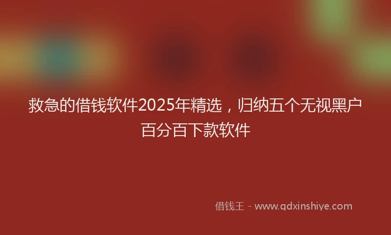 救急的借钱软件2025年精选，归纳五个无视黑户百分百下款软件