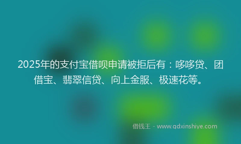 2025年的支付宝借呗申请被拒后有：哆哆贷、团借宝、翡翠信贷、向上金服、极速花等。