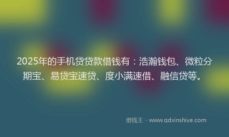 2025年的手机贷贷款借钱有：浩瀚钱包、微粒分期宝、易贷宝速贷、度小满速借、融信贷等。