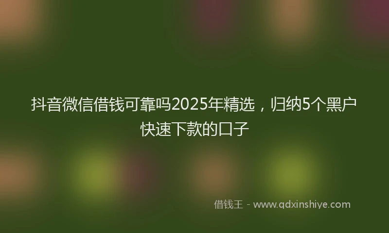 抖音微信借钱可靠吗2025年精选，归纳5个黑户快速下款的口子