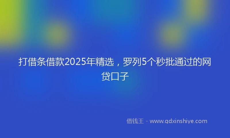 打借条借款2025年精选，罗列5个秒批通过的网贷口子