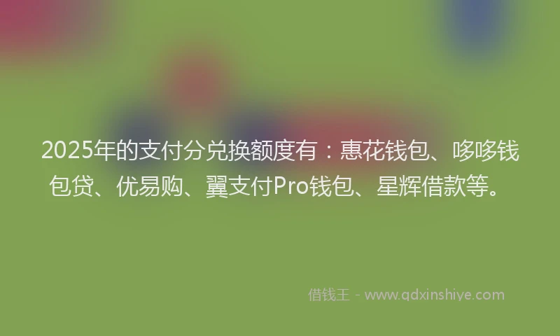 2025年的支付分兑换额度有：惠花钱包、哆哆钱包贷、优易购、翼支付Pro钱包、星辉借款等。