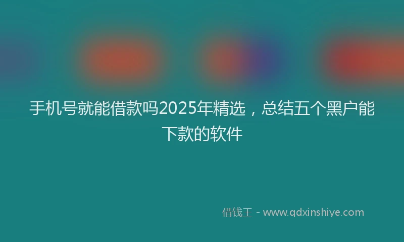 手机号就能借款吗2025年精选，总结五个黑户能下款的软件