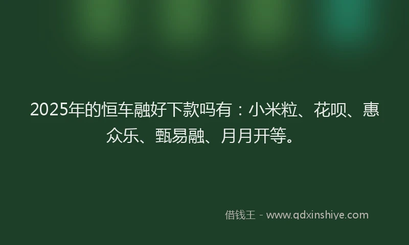 2025年的恒车融好下款吗有：小米粒、花呗、惠众乐、甄易融、月月开等。