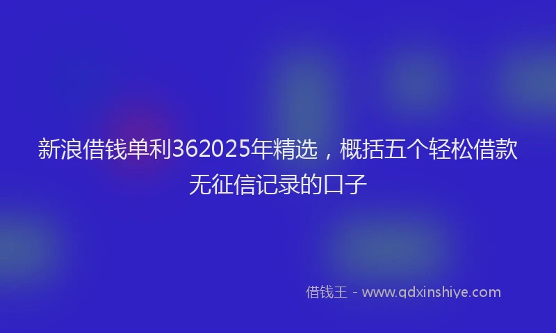 新浪借钱单利362025年精选，概括五个轻松借款无征信记录的口子