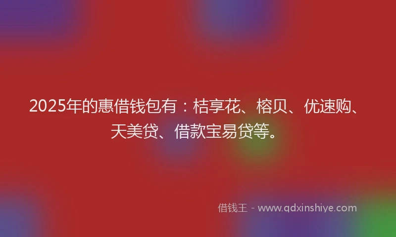 2025年的惠借钱包有：桔享花、榕贝、优速购、天美贷、借款宝易贷等。