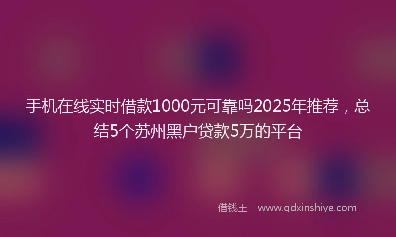 手机在线实时借款1000元可靠吗2025年推荐，总结5个苏州黑户贷款5万的平台