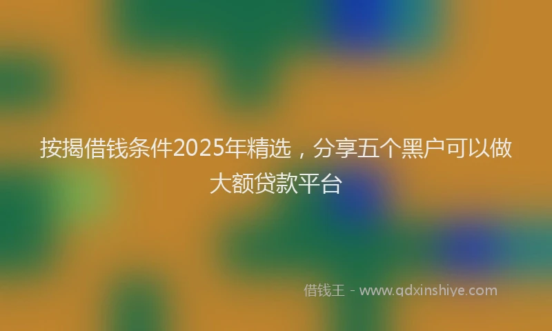 按揭借钱条件2025年精选，分享五个黑户可以做大额贷款平台