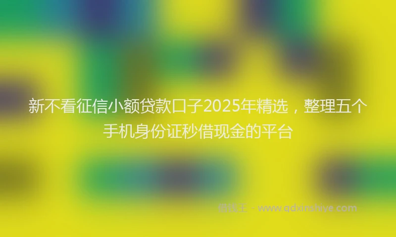 新不看征信小额贷款口子2025年精选，整理五个手机身份证秒借现金的平台