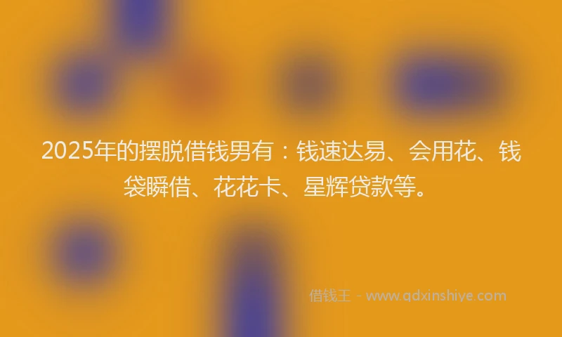 2025年的摆脱借钱男有：钱速达易、会用花、钱袋瞬借、花花卡、星辉贷款等。