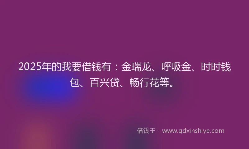 2025年的我要借钱有：金瑞龙、呼吸金、时时钱包、百兴贷、畅行花等。