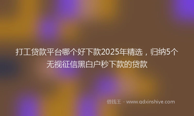 打工贷款平台哪个好下款2025年精选，归纳5个无视征信黑白户秒下款的贷款