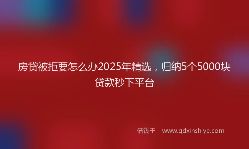 房贷被拒要怎么办2025年精选，归纳5个5000块贷款秒下平台