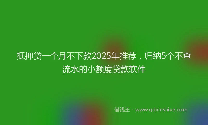 抵押贷一个月不下款2025年推荐，归纳5个不查流水的小额度贷款软件
