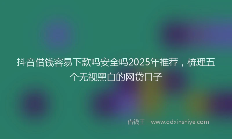 抖音借钱容易下款吗安全吗2025年推荐，梳理五个无视黑白的网贷口子
