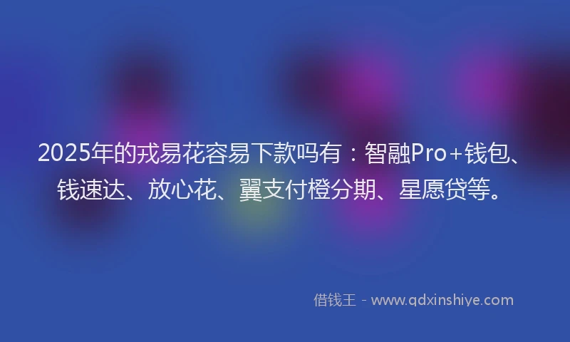 2025年的戎易花容易下款吗有：智融Pro+钱包、钱速达、放心花、翼支付橙分期、星愿贷等。