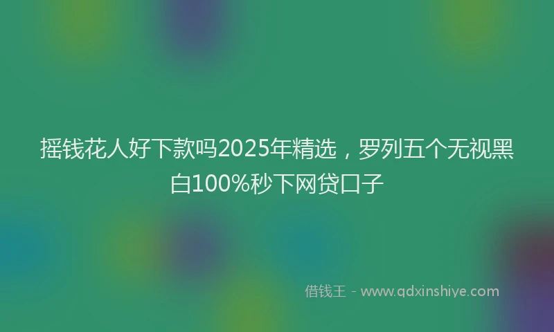 摇钱花人好下款吗2025年精选，罗列五个无视黑白100%秒下网贷口子