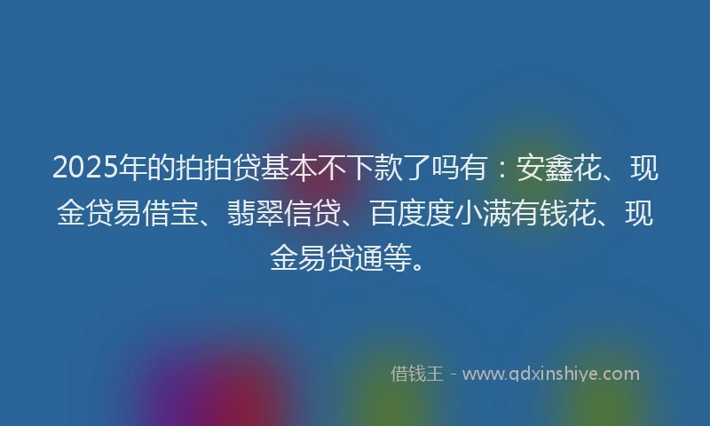 2025年的拍拍贷基本不下款了吗有：安鑫花、现金贷易借宝、翡翠信贷、百度度小满有钱花、现金易贷通等。