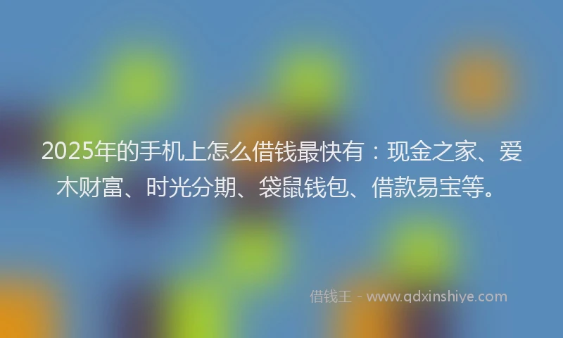 2025年的手机上怎么借钱最快有：现金之家、爱木财富、时光分期、袋鼠钱包、借款易宝等。