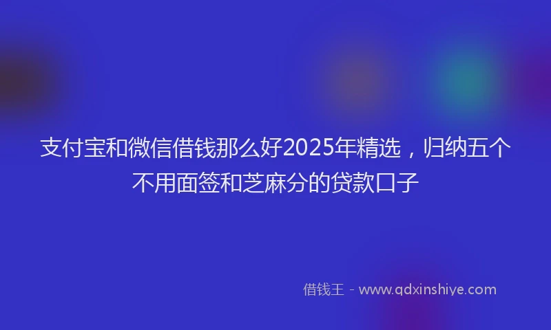 支付宝和微信借钱那么好2025年精选，归纳五个不用面签和芝麻分的贷款口子