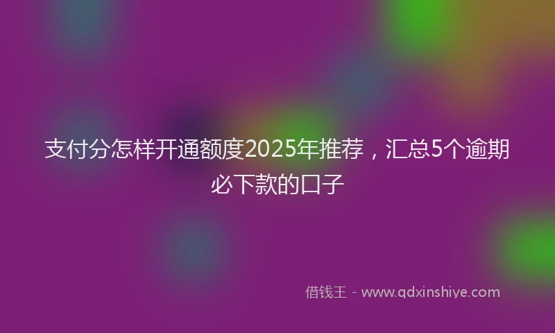 支付分怎样开通额度2025年推荐，汇总5个逾期必下款的口子