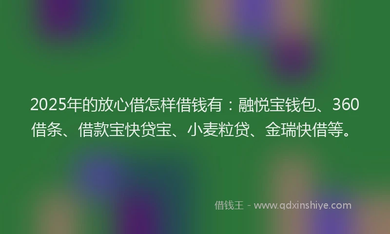 2025年的放心借怎样借钱有：融悦宝钱包、360借条、借款宝快贷宝、小麦粒贷、金瑞快借等。