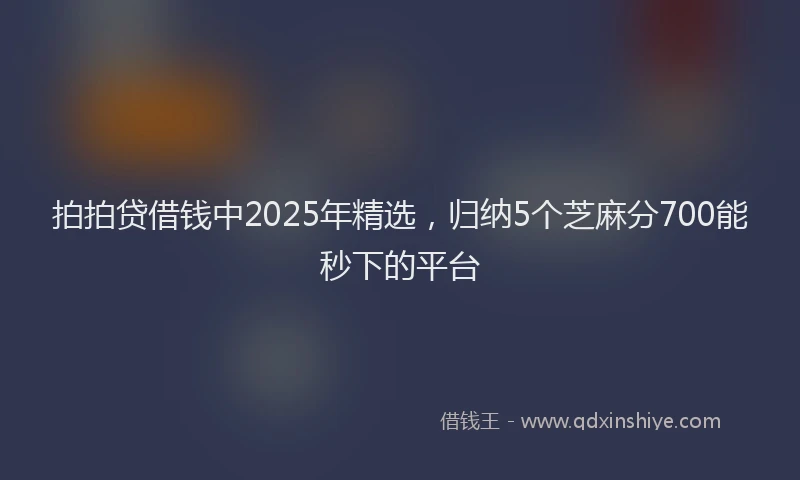 拍拍贷借钱中2025年精选，归纳5个芝麻分700能秒下的平台