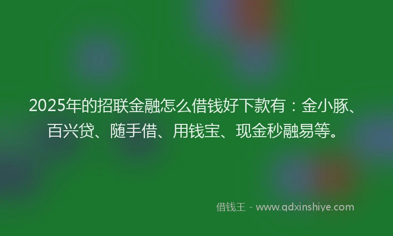 2025年的招联金融怎么借钱好下款有：金小豚、百兴贷、随手借、用钱宝、现金秒融易等。