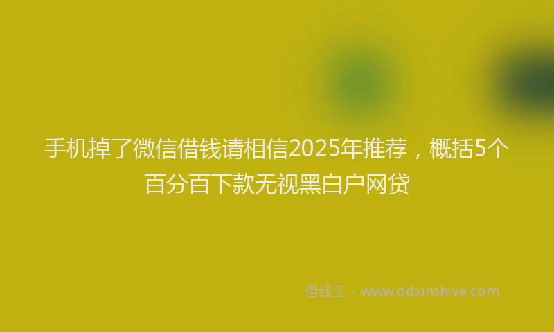 手机掉了微信借钱请相信2025年推荐，概括5个百分百下款无视黑白户网贷