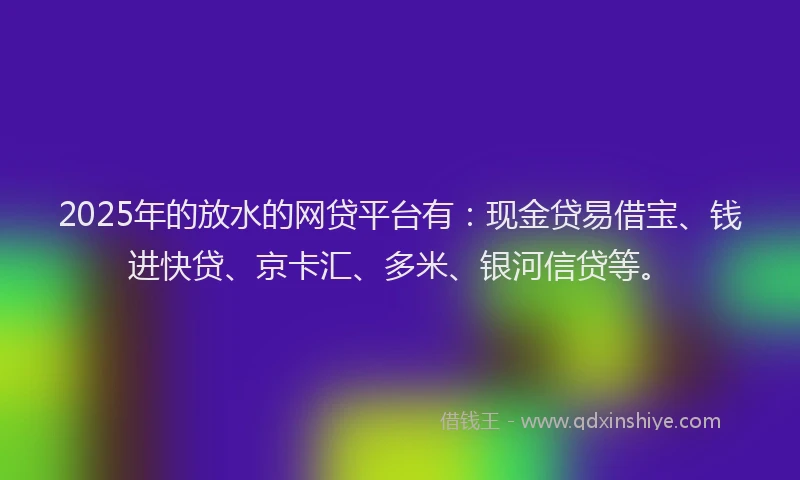 2025年的放水的网贷平台有：现金贷易借宝、钱进快贷、京卡汇、多米、银河信贷等。