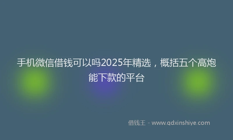 手机微信借钱可以吗2025年精选，概括五个高炮能下款的平台