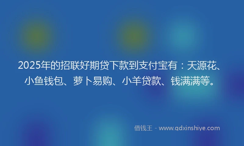 2025年的招联好期贷下款到支付宝有：天源花、小鱼钱包、萝卜易购、小羊贷款、钱满满等。
