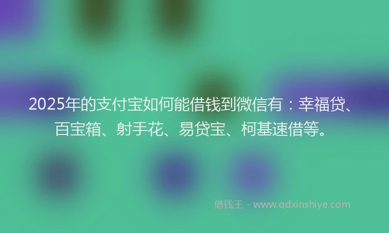 2025年的支付宝如何能借钱到微信有：幸福贷、百宝箱、射手花、易贷宝、柯基速借等。