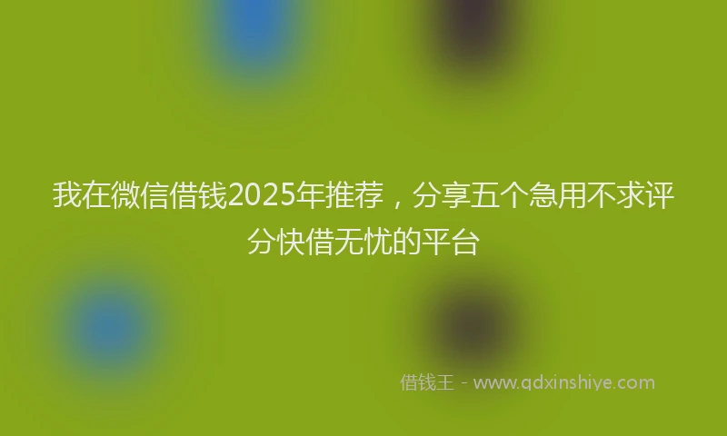 我在微信借钱2025年推荐，分享五个急用不求评分快借无忧的平台