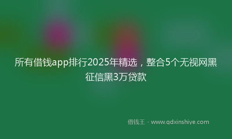 所有借钱app排行2025年精选，整合5个无视网黑征信黑3万贷款