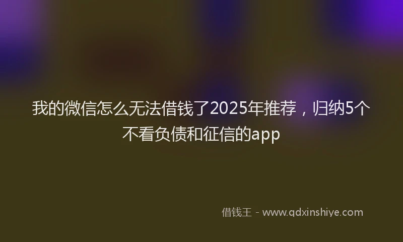我的微信怎么无法借钱了2025年推荐，归纳5个不看负债和征信的app