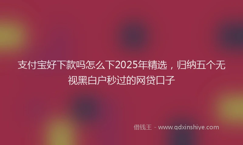 支付宝好下款吗怎么下2025年精选，归纳五个无视黑白户秒过的网贷口子