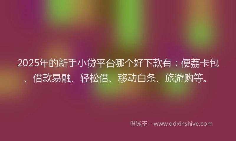 2025年的新手小贷平台哪个好下款有：便荔卡包、借款易融、轻松借、移动白条、旅游购等。