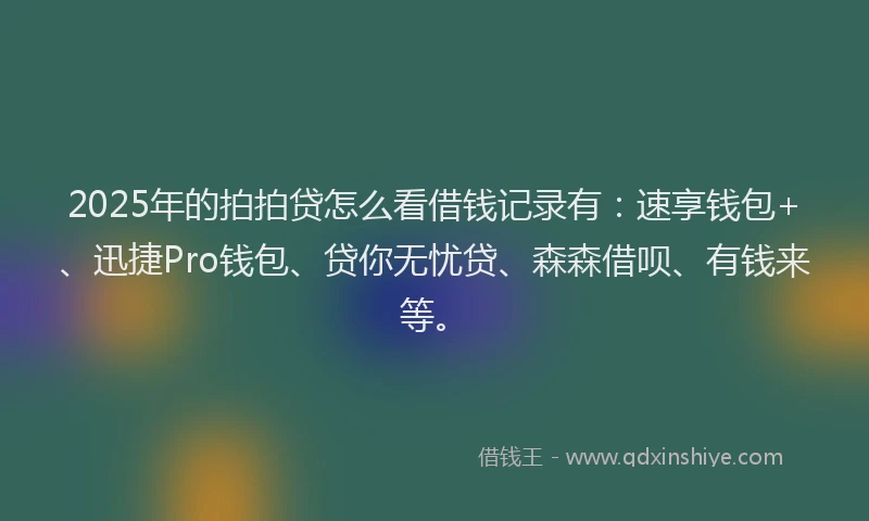 2025年的拍拍贷怎么看借钱记录有：速享钱包+、迅捷Pro钱包、贷你无忧贷、森森借呗、有钱来等。