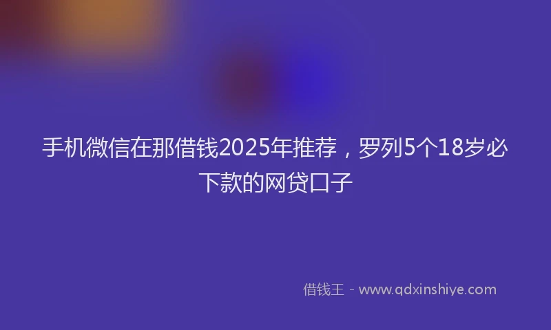 手机微信在那借钱2025年推荐，罗列5个18岁必下款的网贷口子