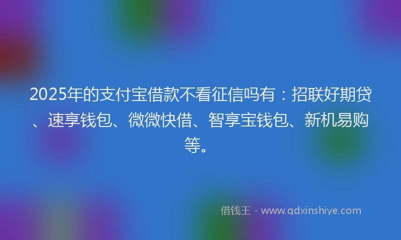 2025年的支付宝借款不看征信吗有：招联好期贷、速享钱包、微微快借、智享宝钱包、新机易购等。