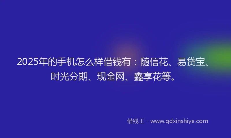 2025年的手机怎么样借钱有：随信花、易贷宝、时光分期、现金网、鑫享花等。