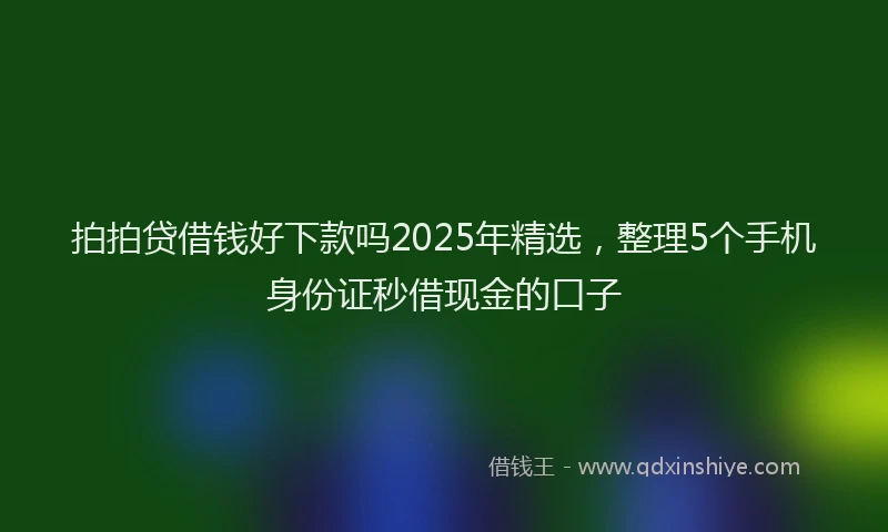 拍拍贷借钱好下款吗2025年精选，整理5个手机身份证秒借现金的口子