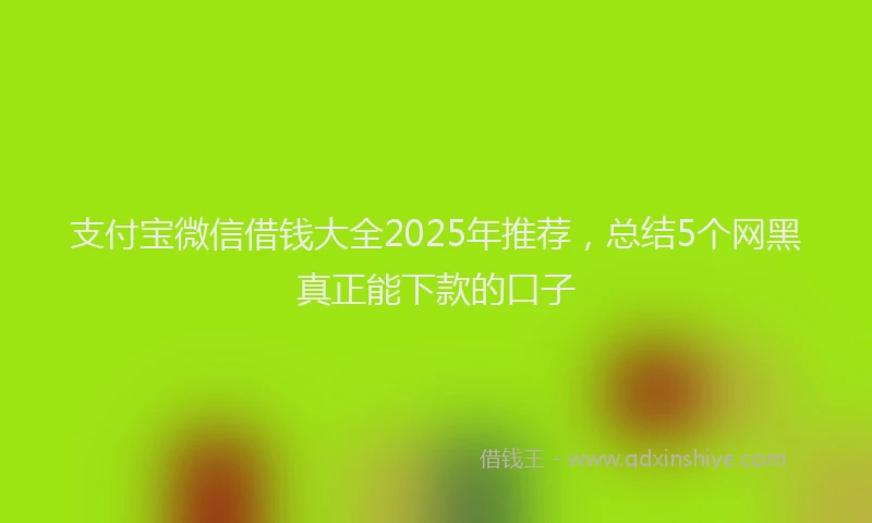 支付宝微信借钱大全2025年推荐，总结5个网黑真正能下款的口子