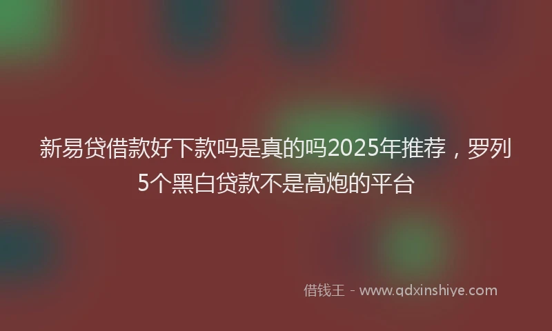 新易贷借款好下款吗是真的吗2025年推荐，罗列5个黑白贷款不是高炮的平台