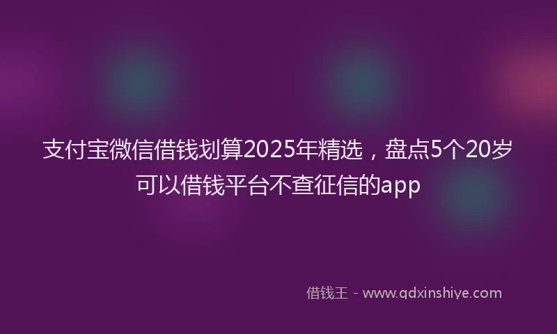 支付宝微信借钱划算2025年精选，盘点5个20岁可以借钱平台不查征信的app