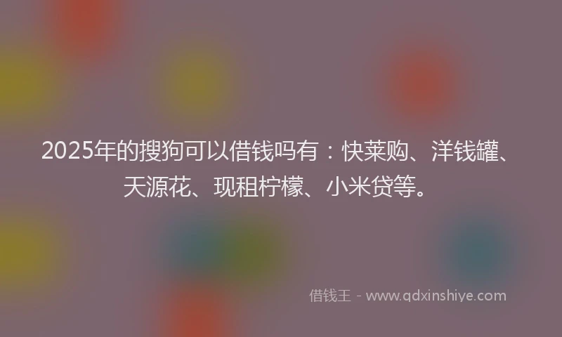 2025年的搜狗可以借钱吗有：快莱购、洋钱罐、天源花、现租柠檬、小米贷等。
